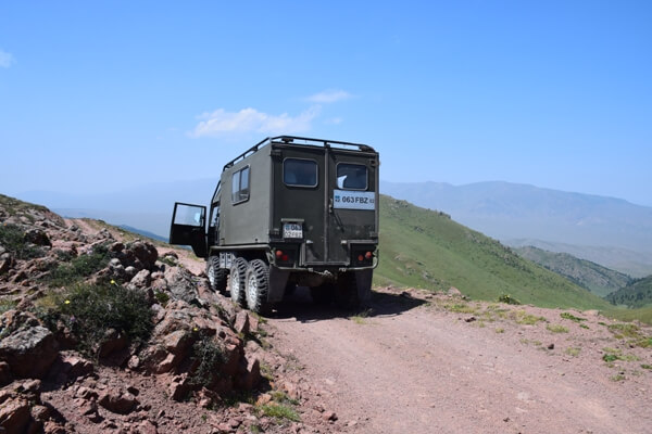 Off Road Motorhome in Kazakhstan Mountains